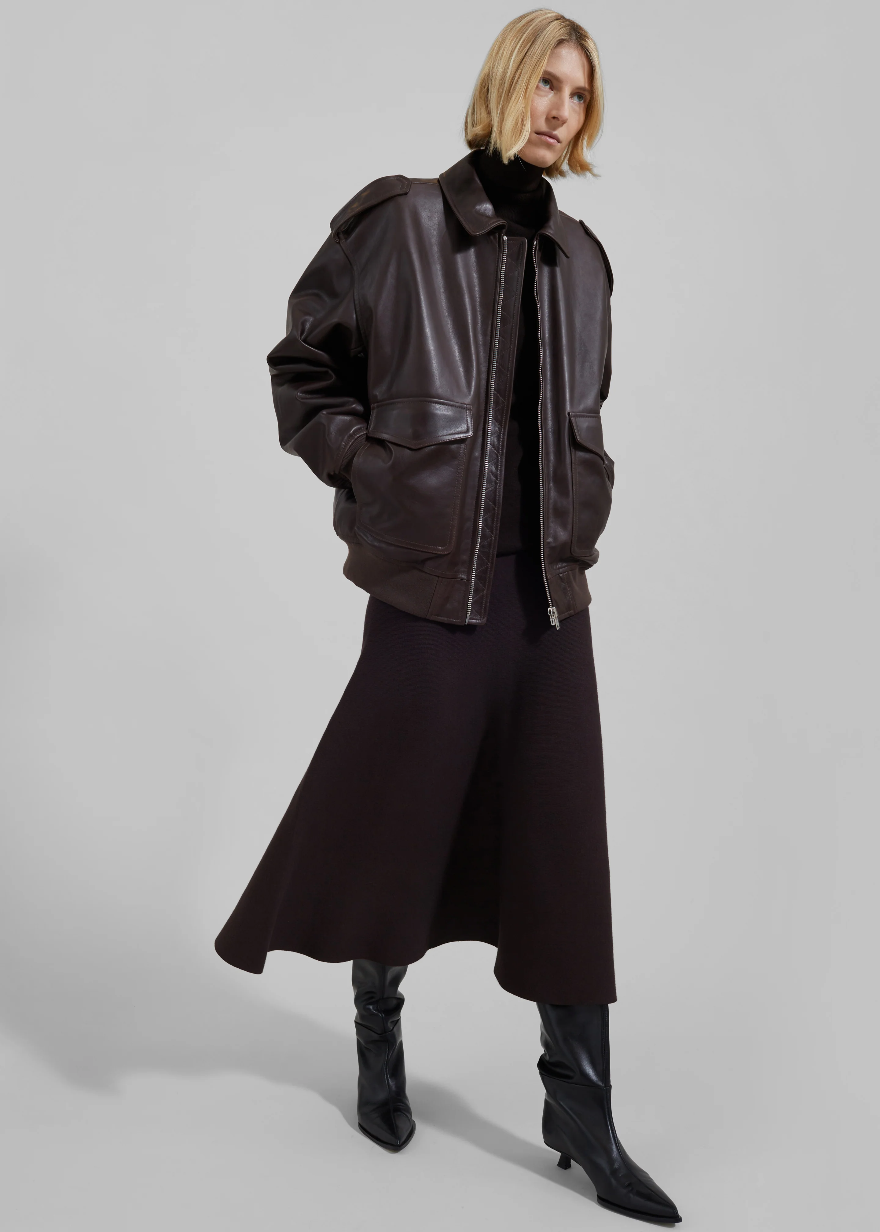 Viper Leather Jacket - Dark Plum - Image 3