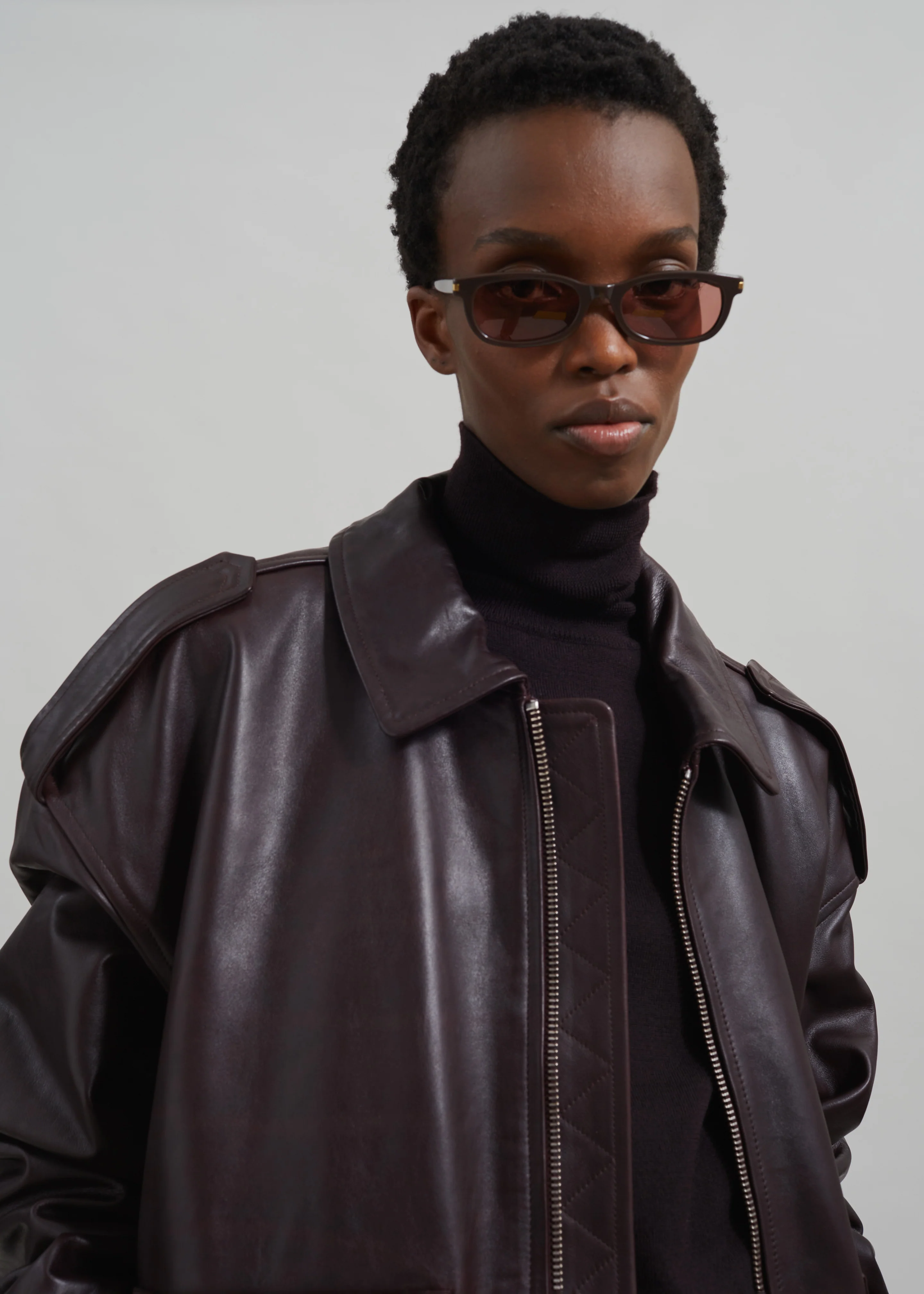 Viper Leather Jacket - Dark Plum - Image 4