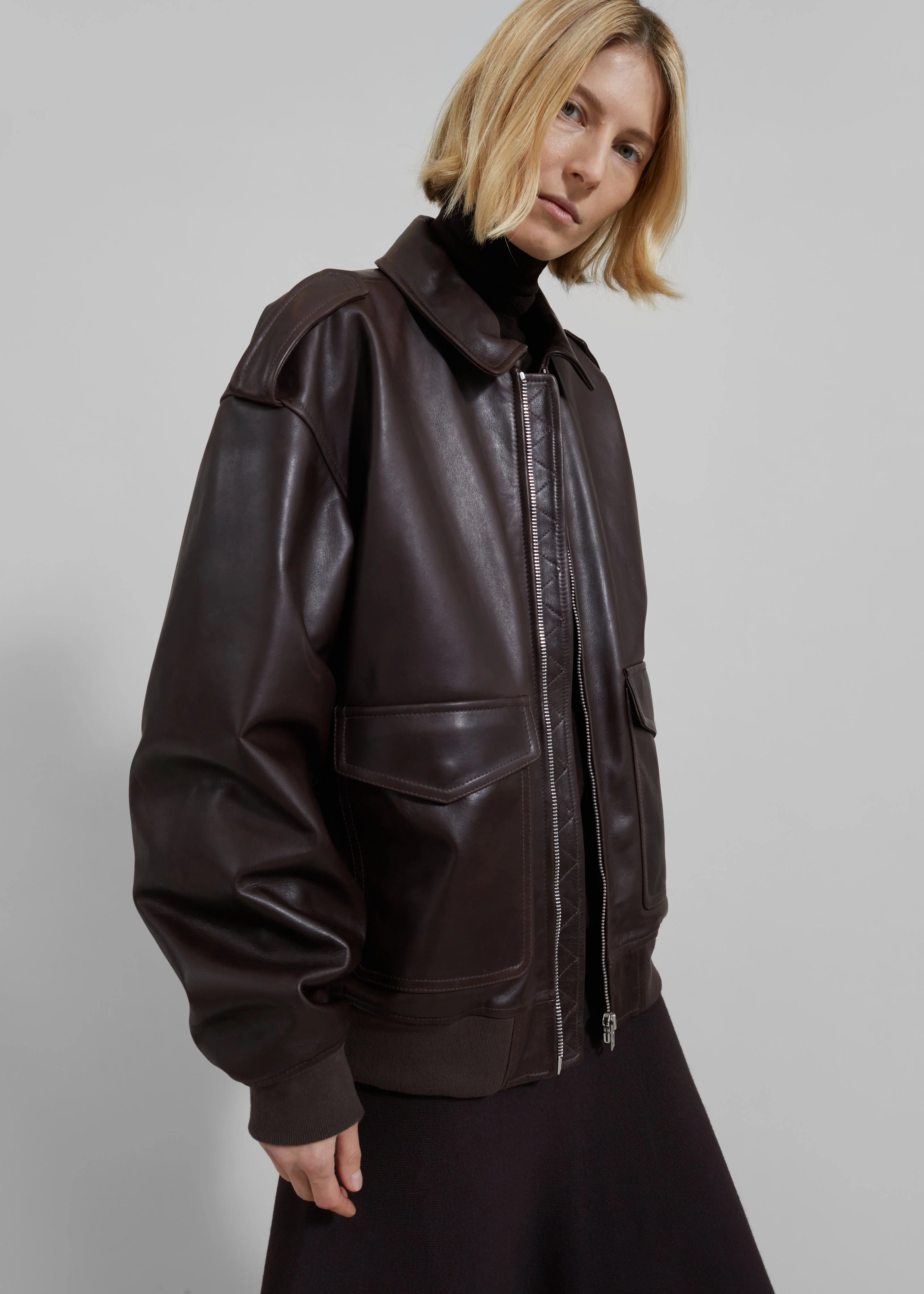 Viper Leather Jacket - Dark Plum - Image 6
