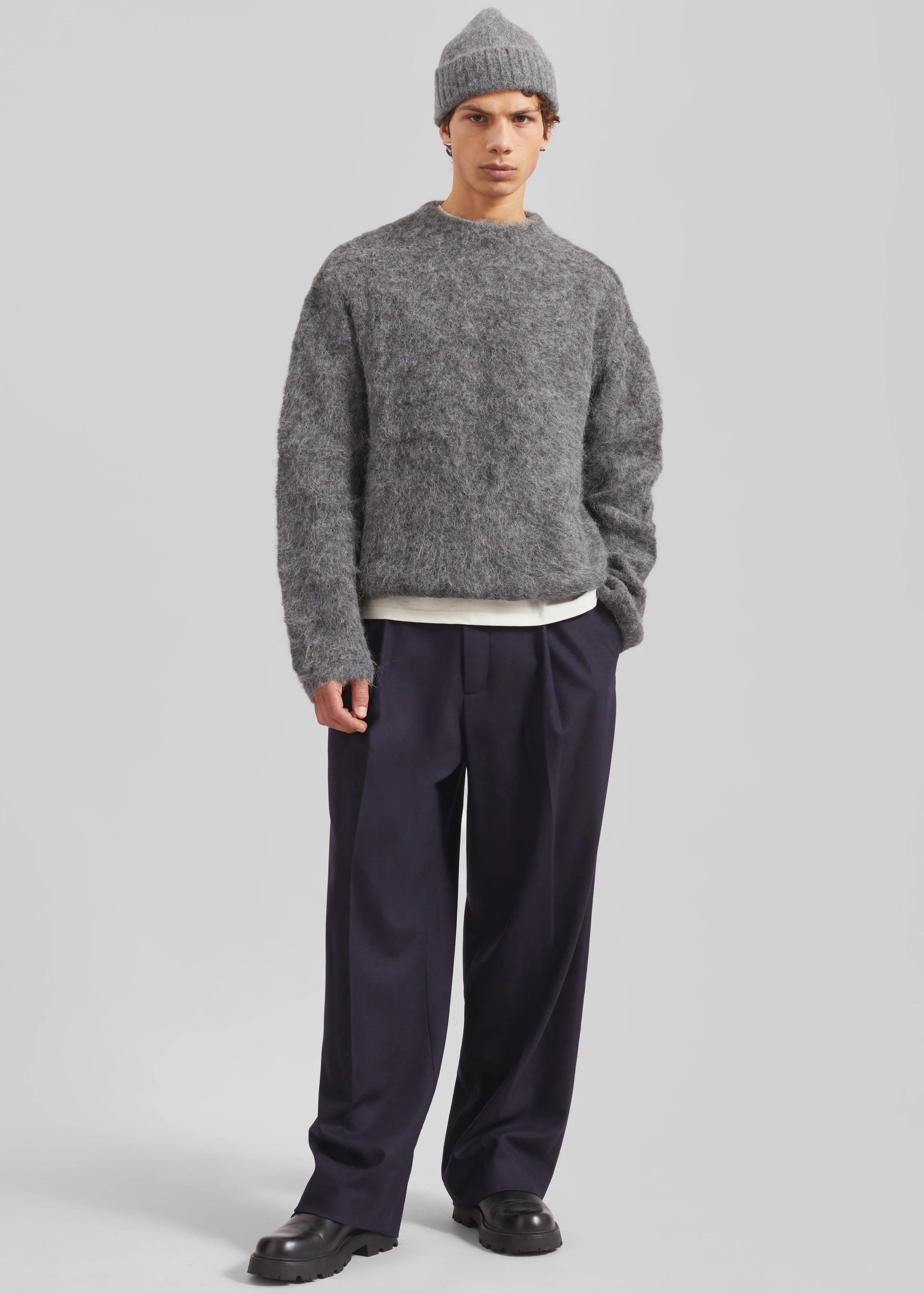 Willy Alpaca Knit Sweater - Grey - Image 3