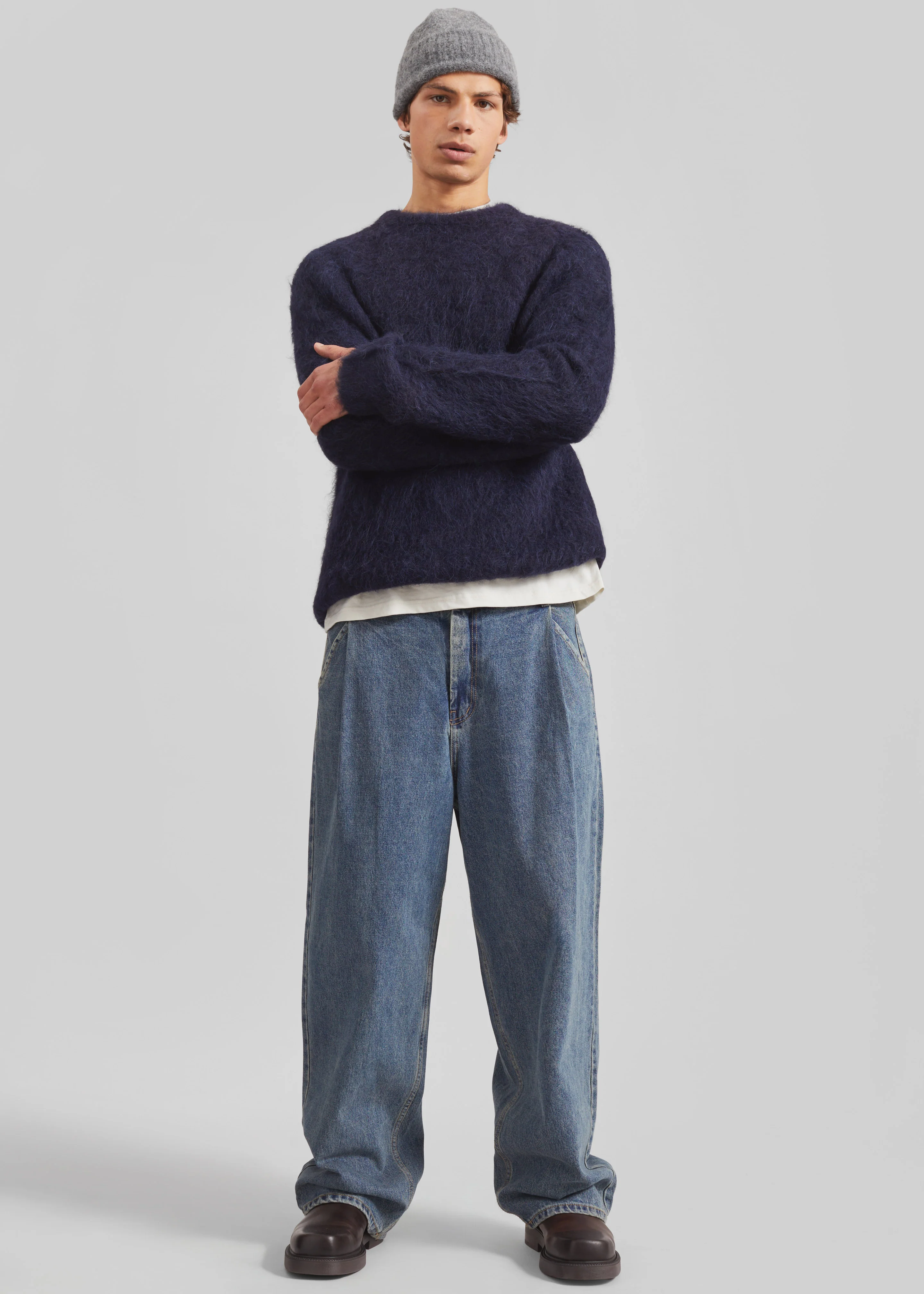 Willy Alpaca Knit Sweater - Navy