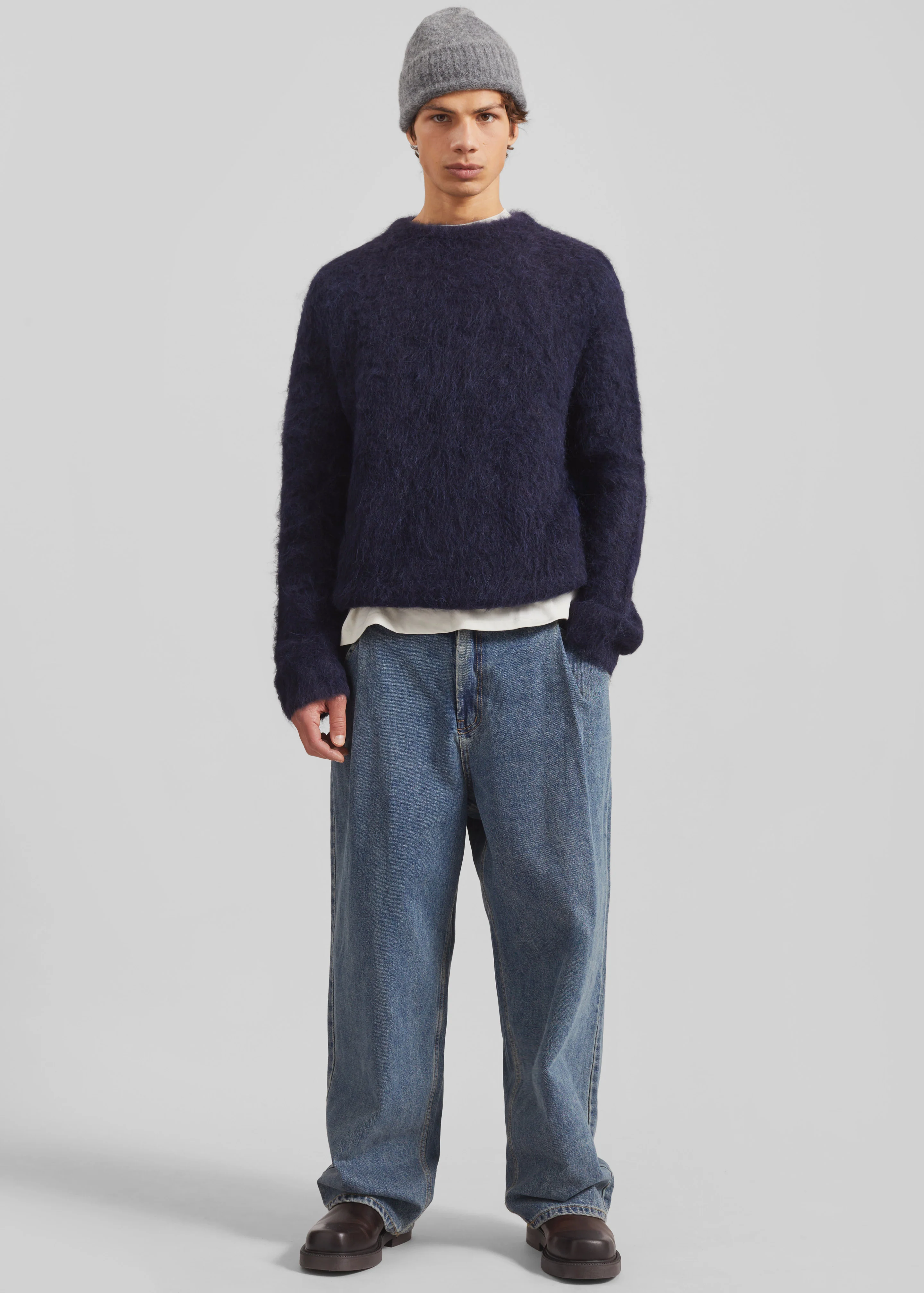 Willy Alpaca Knit Sweater - Navy - Image 4
