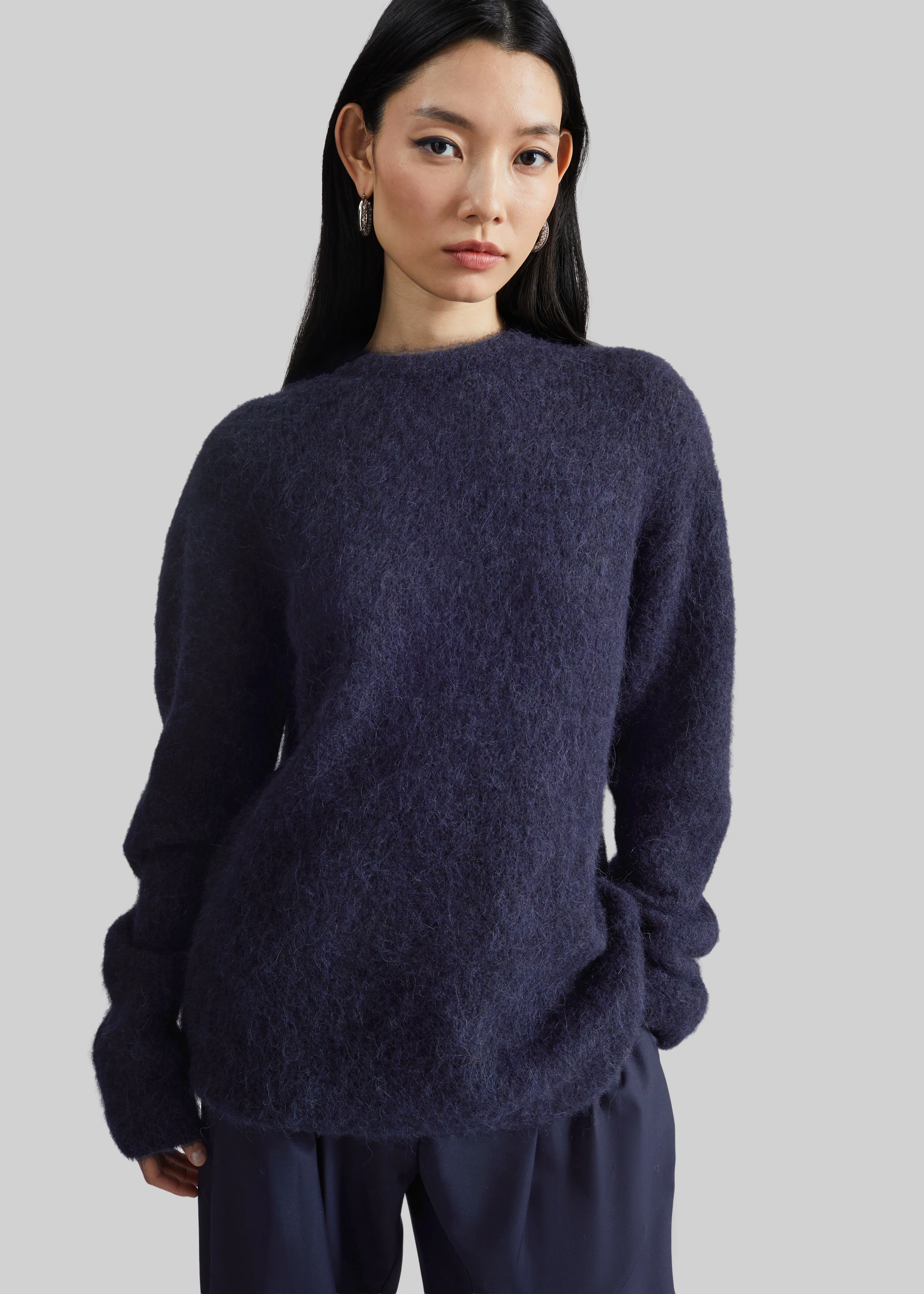 Willy Alpaca Knit Sweater - Navy - Image 7