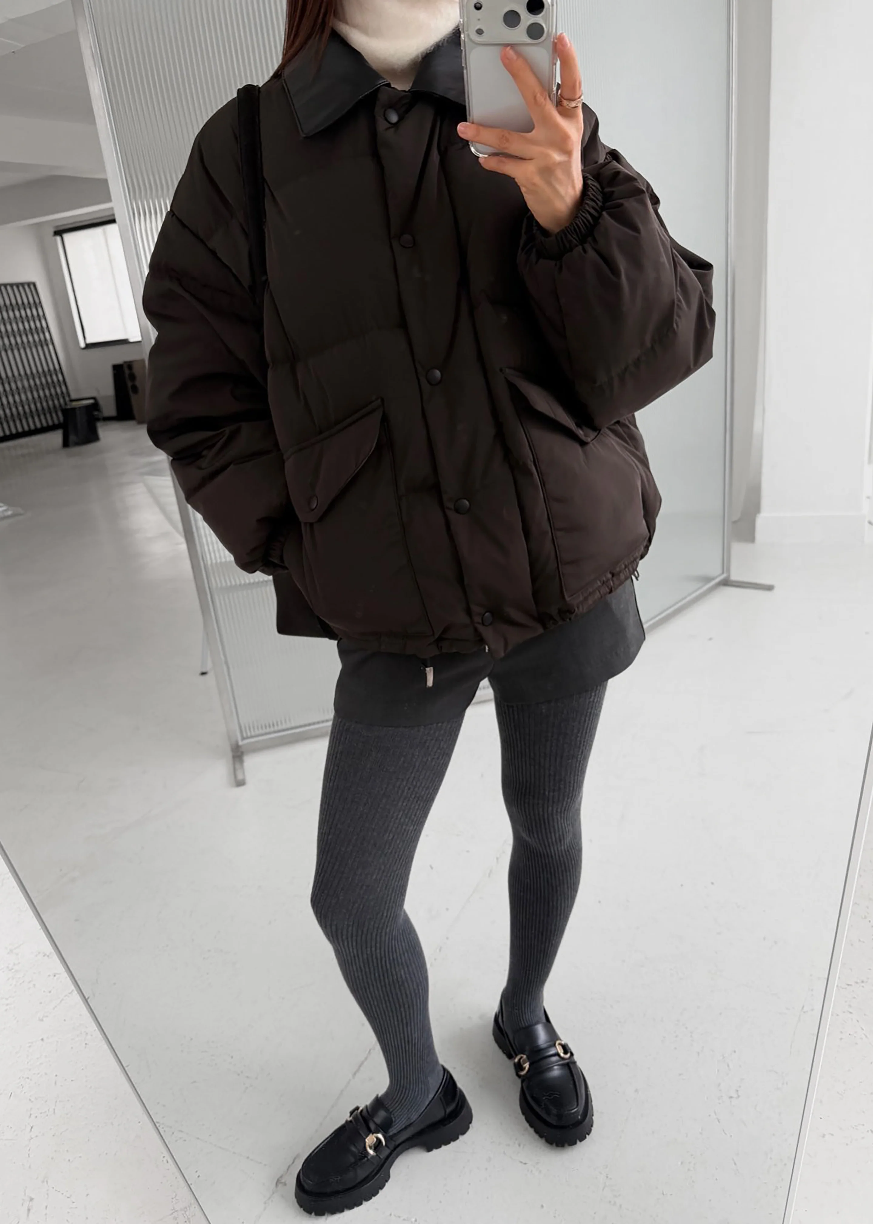 Zinal Puffer Jacket - Dark Brown - Image 8