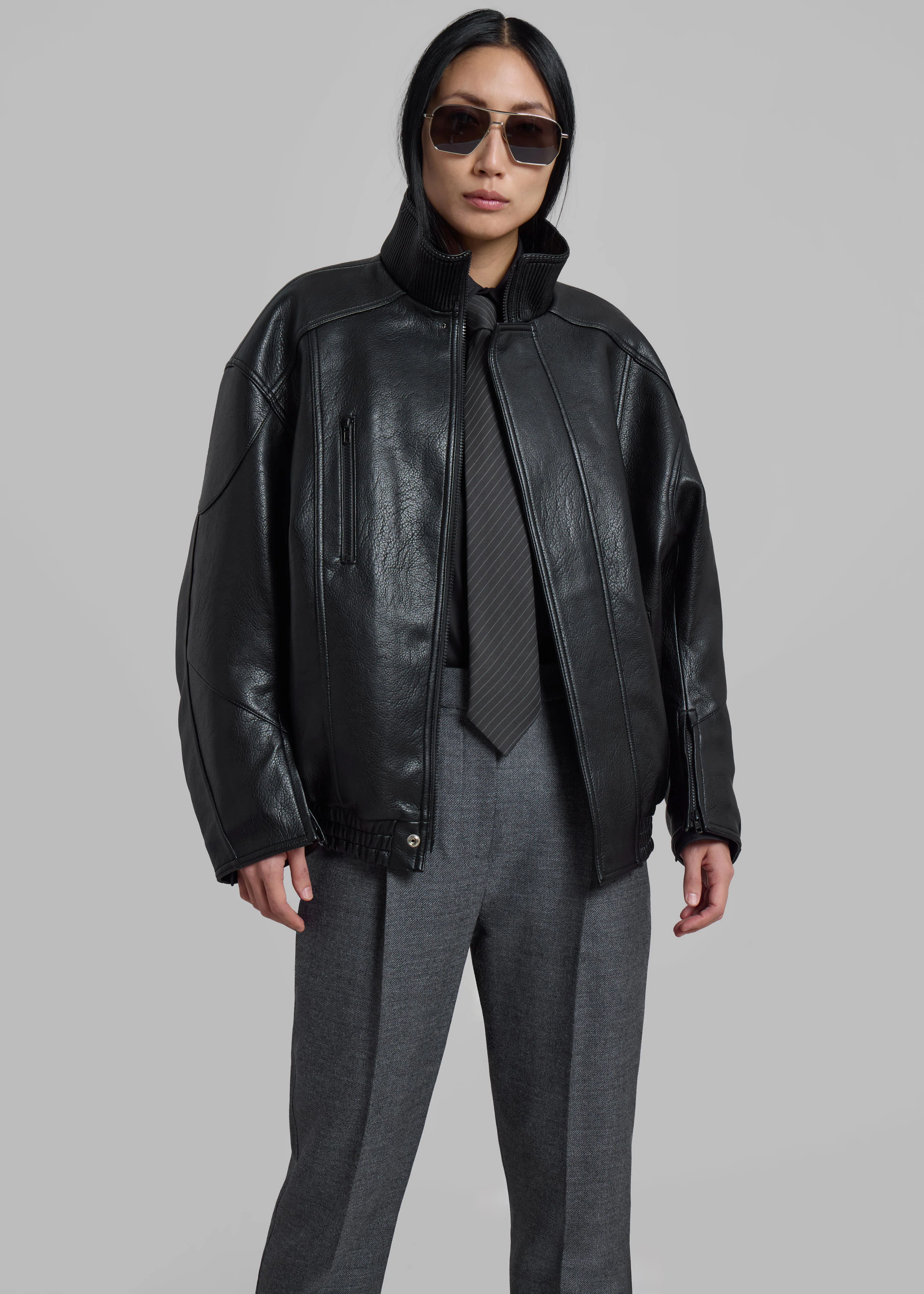Zion Quilted Bomber Jacket - Black - Image 2