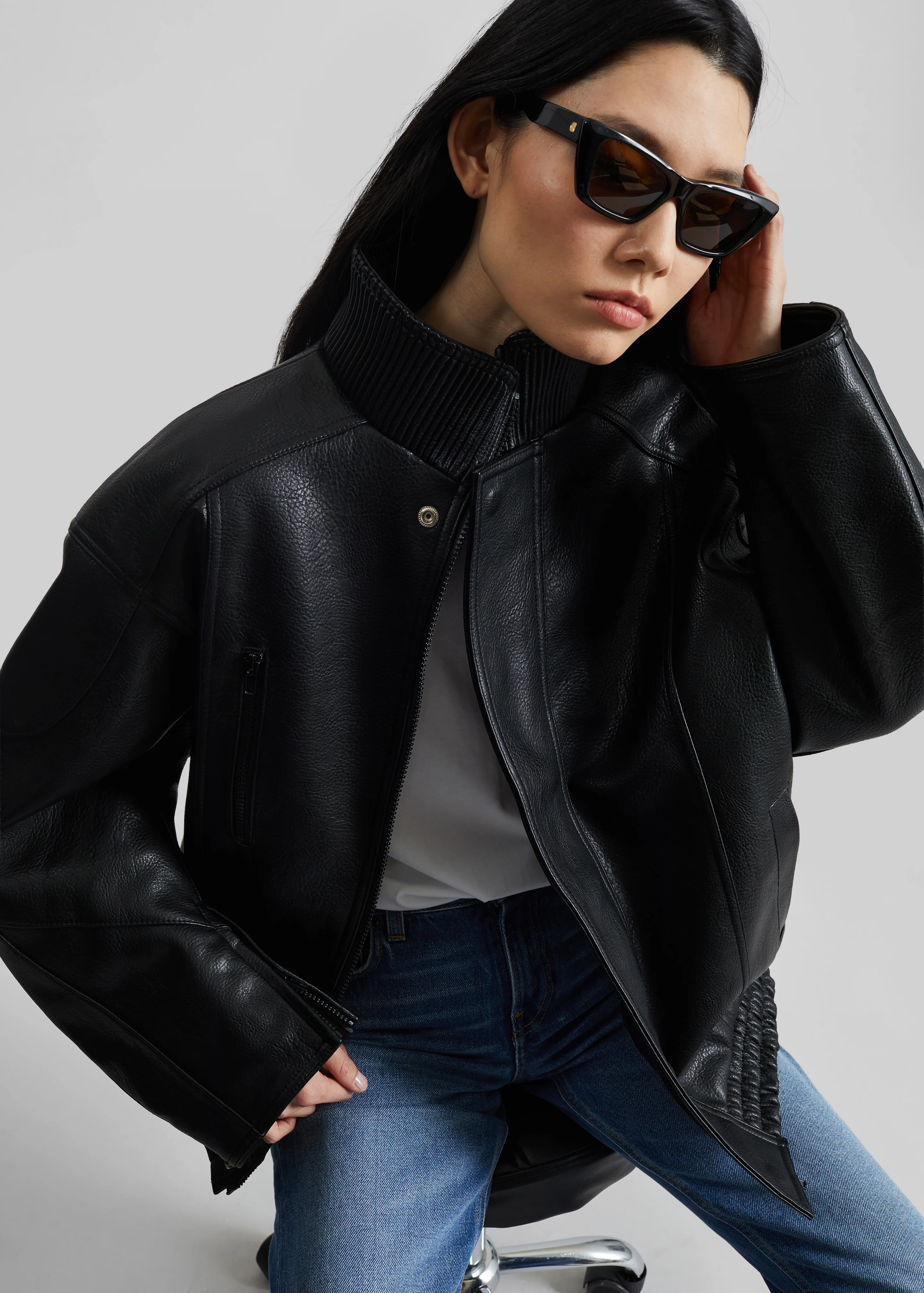 Zion Quilted Bomber Jacket - Black - Image 6